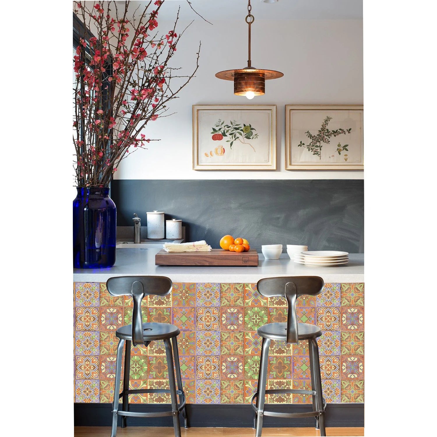 24Pcs European retro style Art Tile Wall Stickers With Self Adhesive Removable Bathroom Kitchen Waterproof Pvc Decal Wallpaper