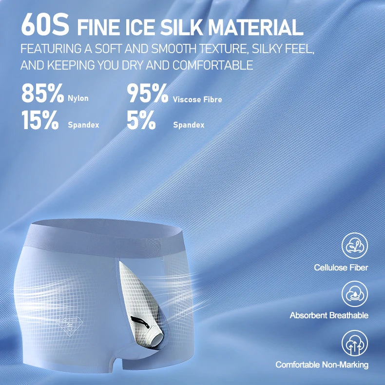 Quần Lót Nam Lụa Lạnh Thoáng Mát Dịu Da Nhạy Cảm