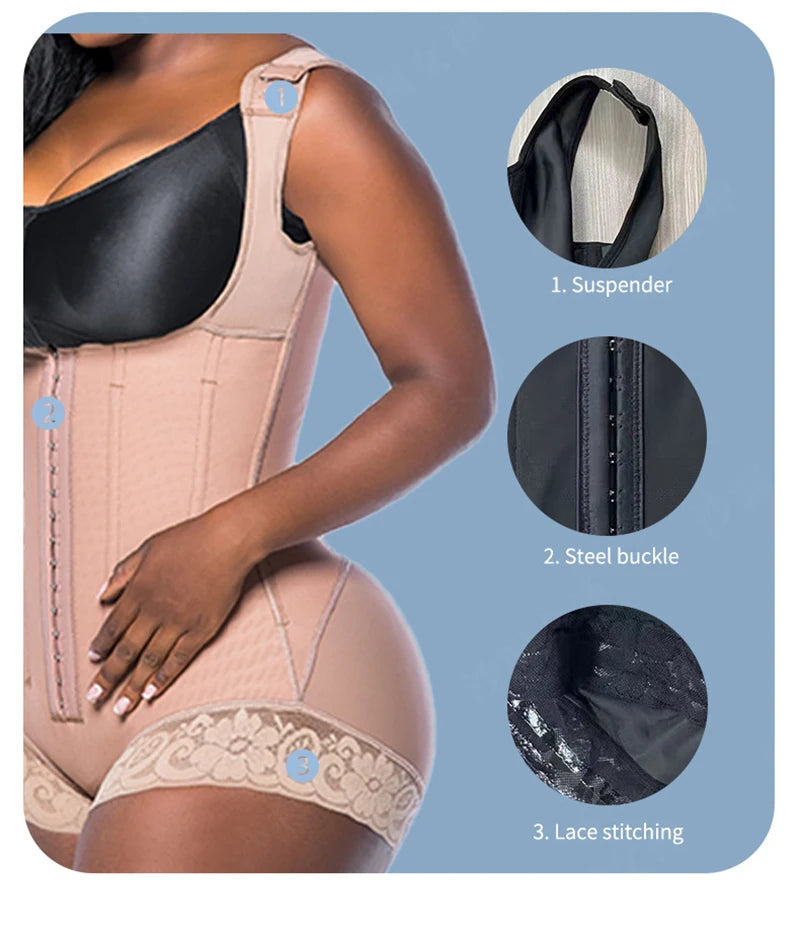 Full Body Shaper High Compression Shapewear 9 Steel Bone Waist Trainer Fajas Colombianas Girdle Corset Bodysuits Underwear Strap
