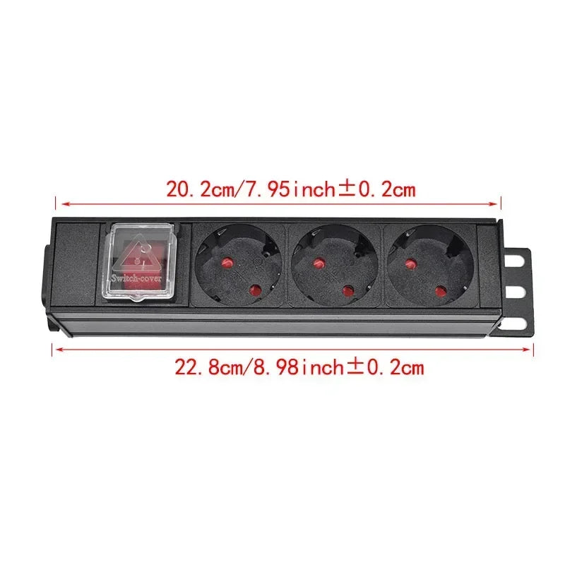 Ổ Cắm PDU Nhôm Tủ Điện 2-10 Ổ Chuẩn Đức Có Công Tắc - Daisan Mart