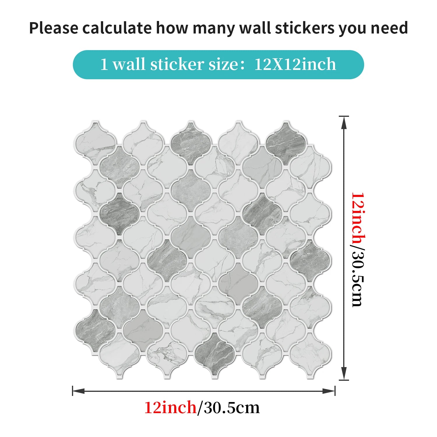 1/6/12PCS Fresh and Simple Marble Tile Stickers Waterproof Self Adhesive Kitchen Living Room Wall Stickers Home Renovation Decor