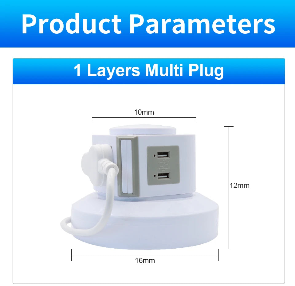 Ổ cắm tháp đa năng OMCH 4 USB, công tắc an toàn