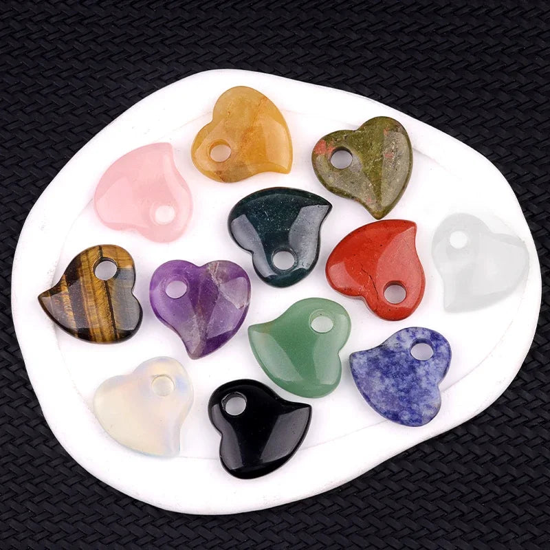 30MM Heart Shaped Quartz Healing Pendant