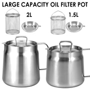 Oil Filter Pot 1.5L/2L Deep Fryer Pot with Basket Stainless Steel Deep Fryer Pasta Strainer Basket Chicken Fried Food Strainer