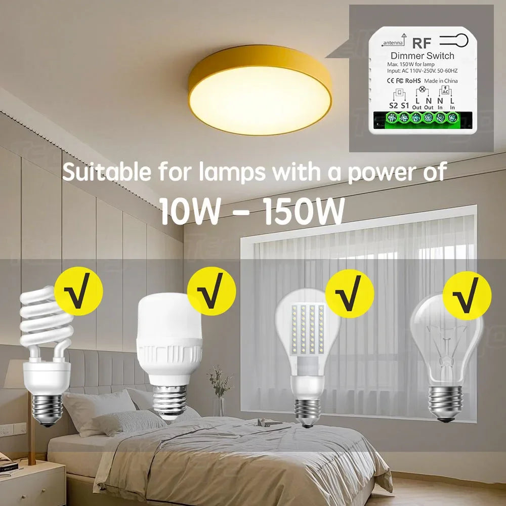 Công Tắc Dimmer 433MHz Điều Chỉnh Đèn LED 220V