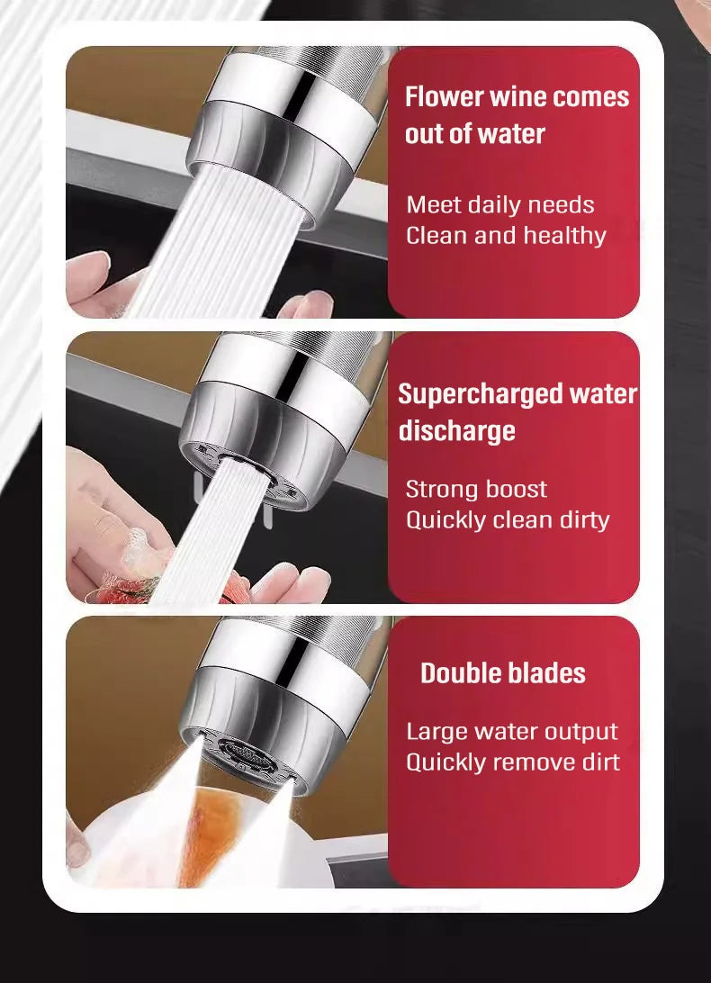 3-Mode Stainless Steel Faucet 360° Rotation Dual Filter Kitchen