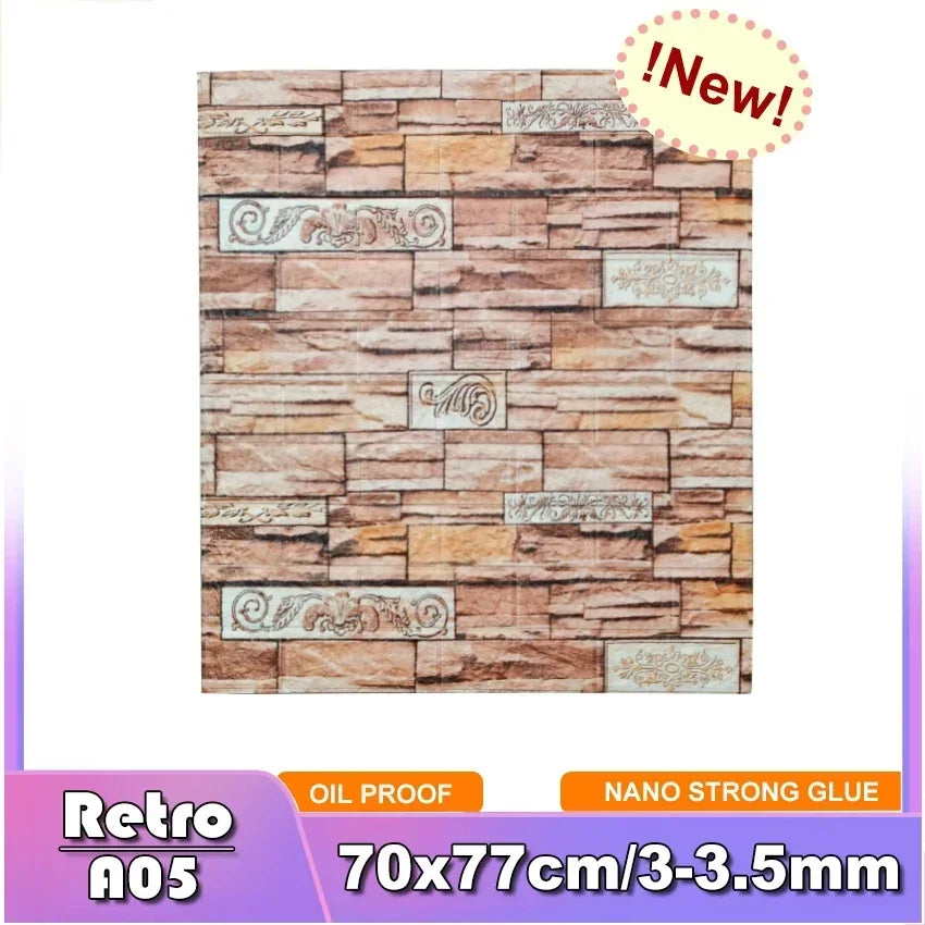 3D Brick Wall Sticker Strong three-dimensional 77*70cm Monochrome and Retro adesivos de parede paper Bring the fun of home life - Daisan Mart