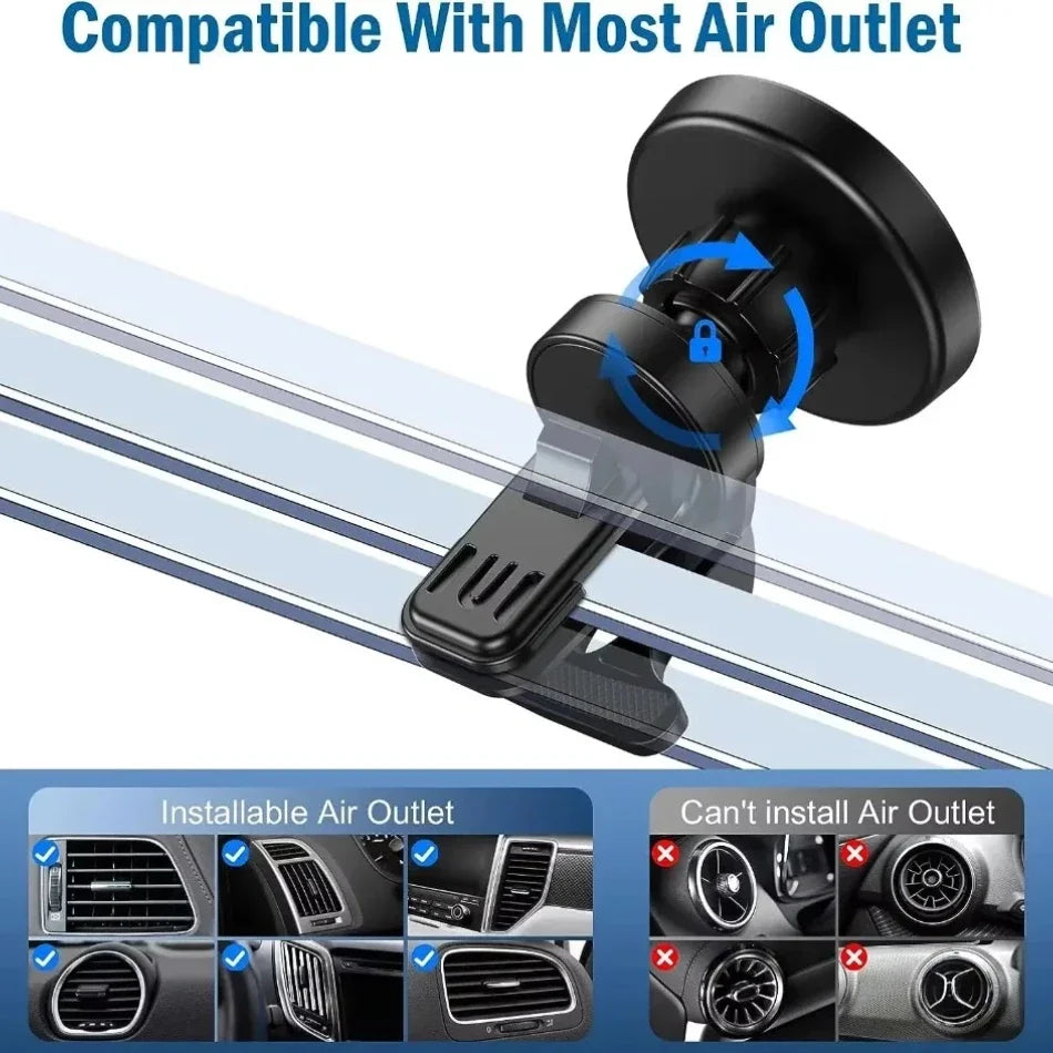 Magnetic Car Wireless Charger Stand Phone Holder Air Vent Mount Clip Support In Car Fast Charging for iPhone 16-12 Pro Max Mini
