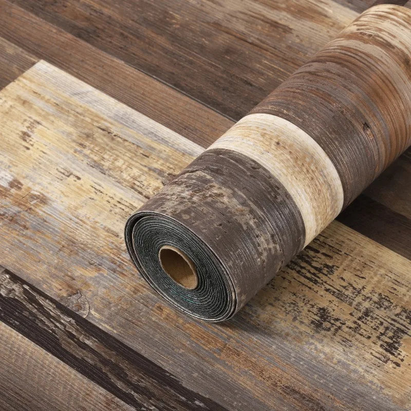 Thickened Wood Grain PVC Self-Adhesive Stickers Waterproof Floor Wall Decals for Indoor Home Decor Easy Peel  Stick
