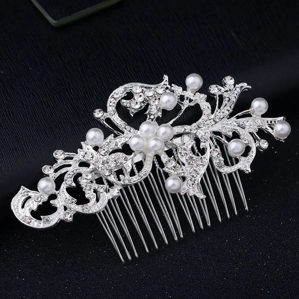 Elegant Pearl Bridal Hair Comb with Hair Clip