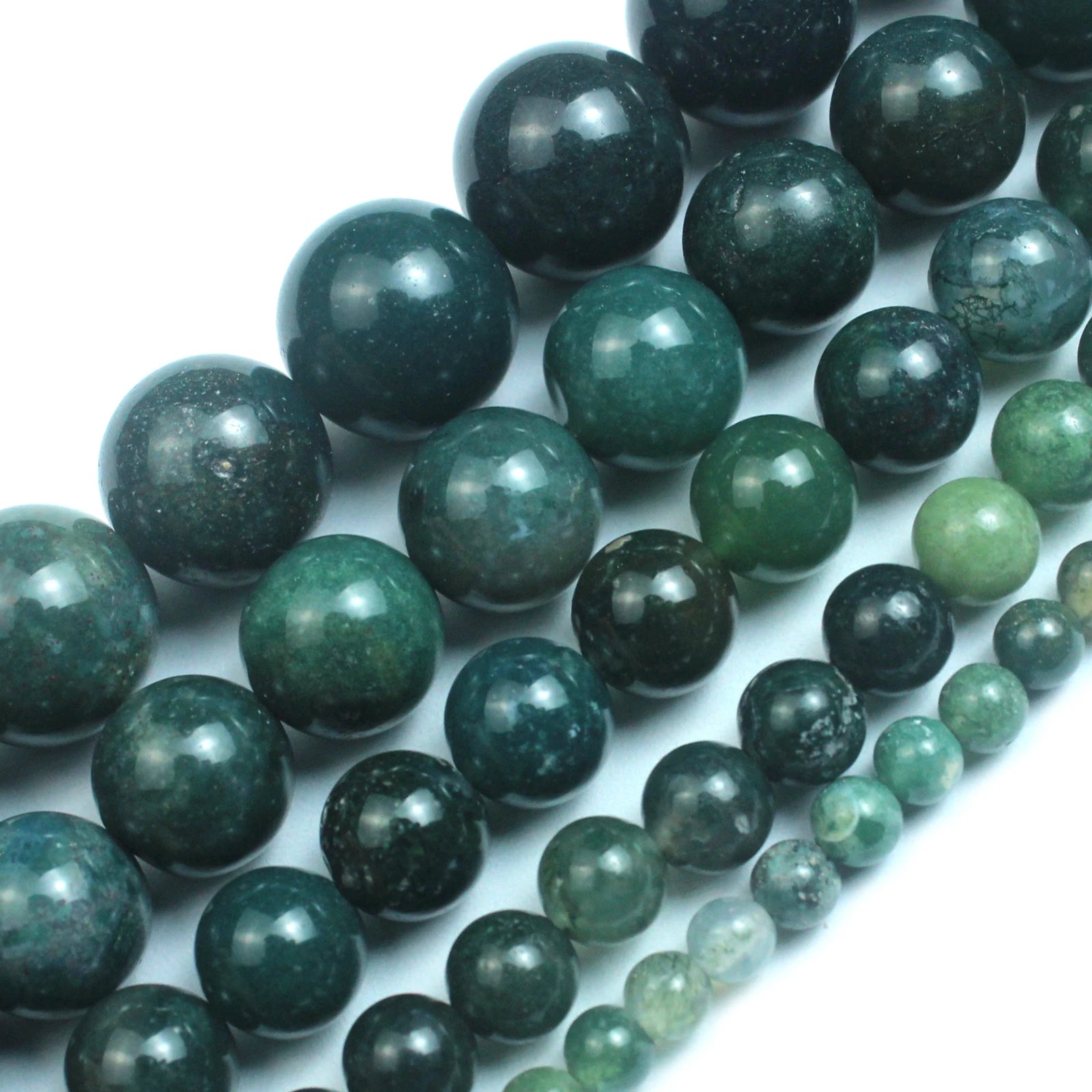 Chuỗi Hạt Đá Mã Não Rêu Tự Nhiên Trang Sức DIY