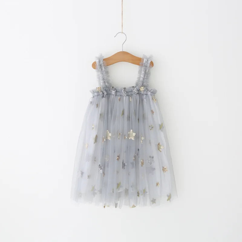 New Cute Floral Mesh Princess Dress for Girls