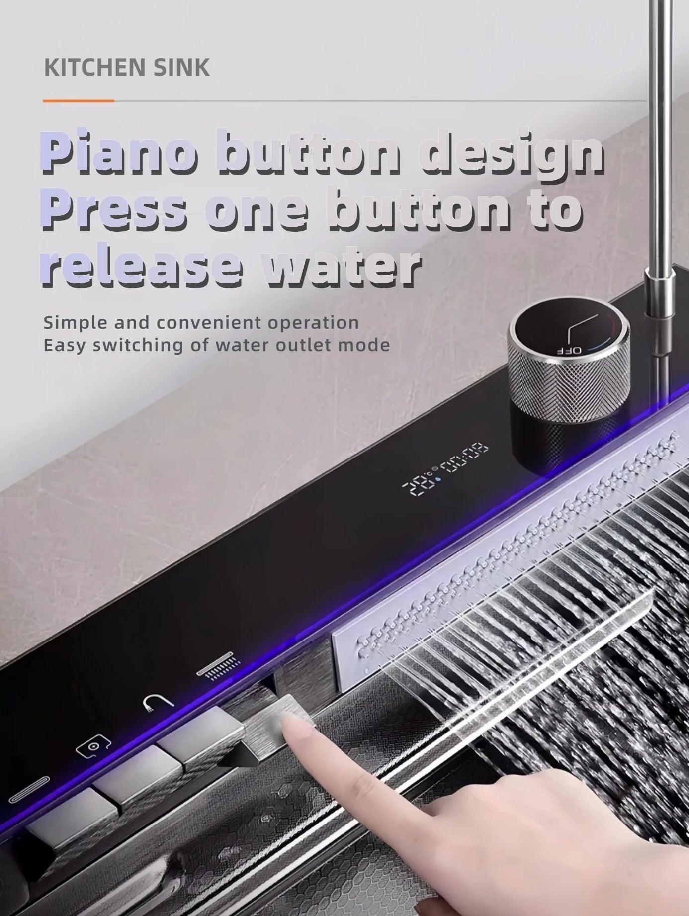 304 Multi-Function Sink with LED Light &amp; Digital Display