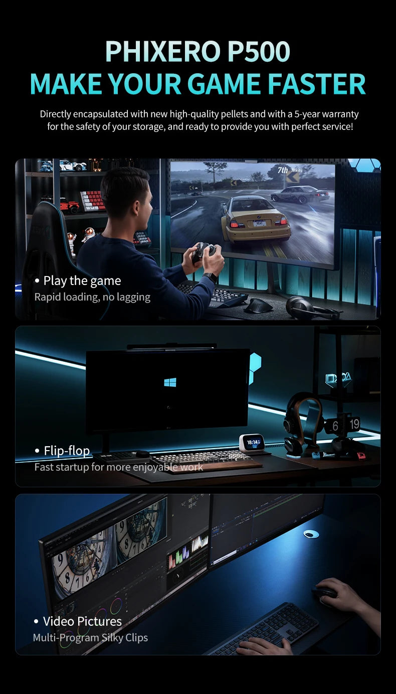 PHIXERO 2.5” High Speed ​​SSD Hard Drive For Laptop, PC