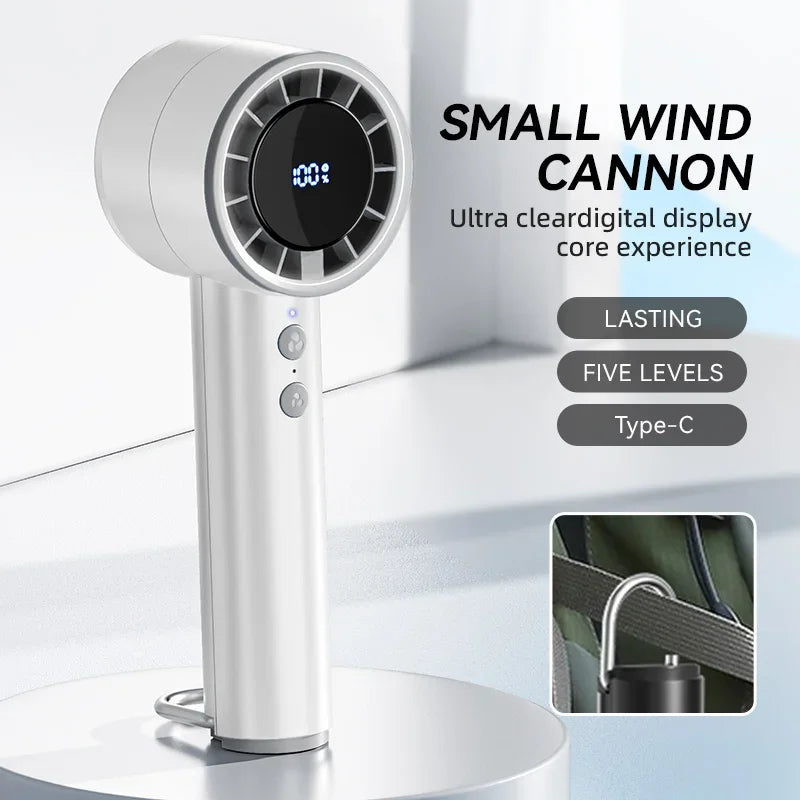 Handheld Turbo Fan Portable USB rechargeable Refrigeration Fan Mini Personal Five-speed Fan for Travel Camping