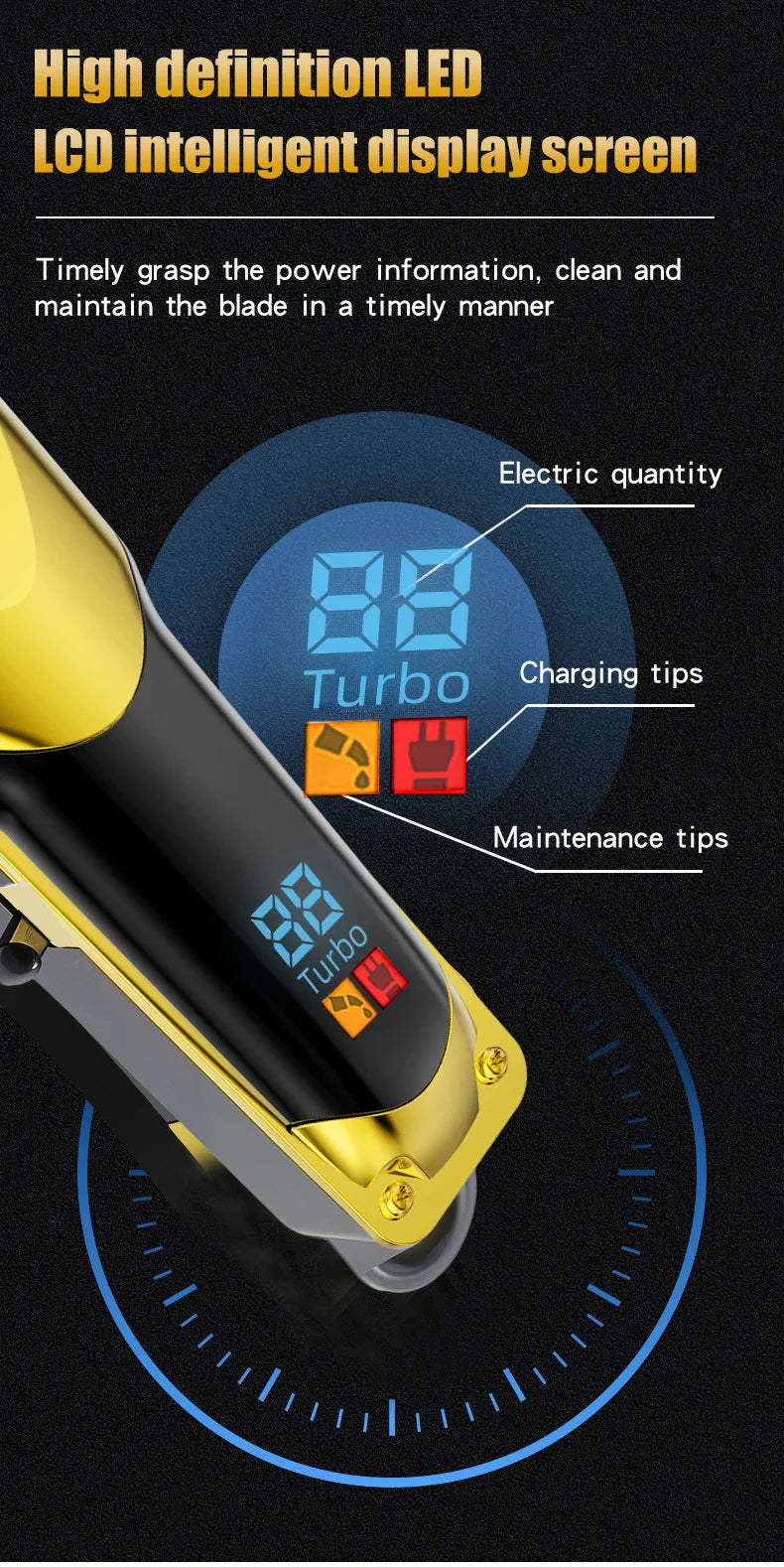 Bộ Tông Đơ Cắt Tóc Nam Chuyên Nghiệp LCD Sạc USB