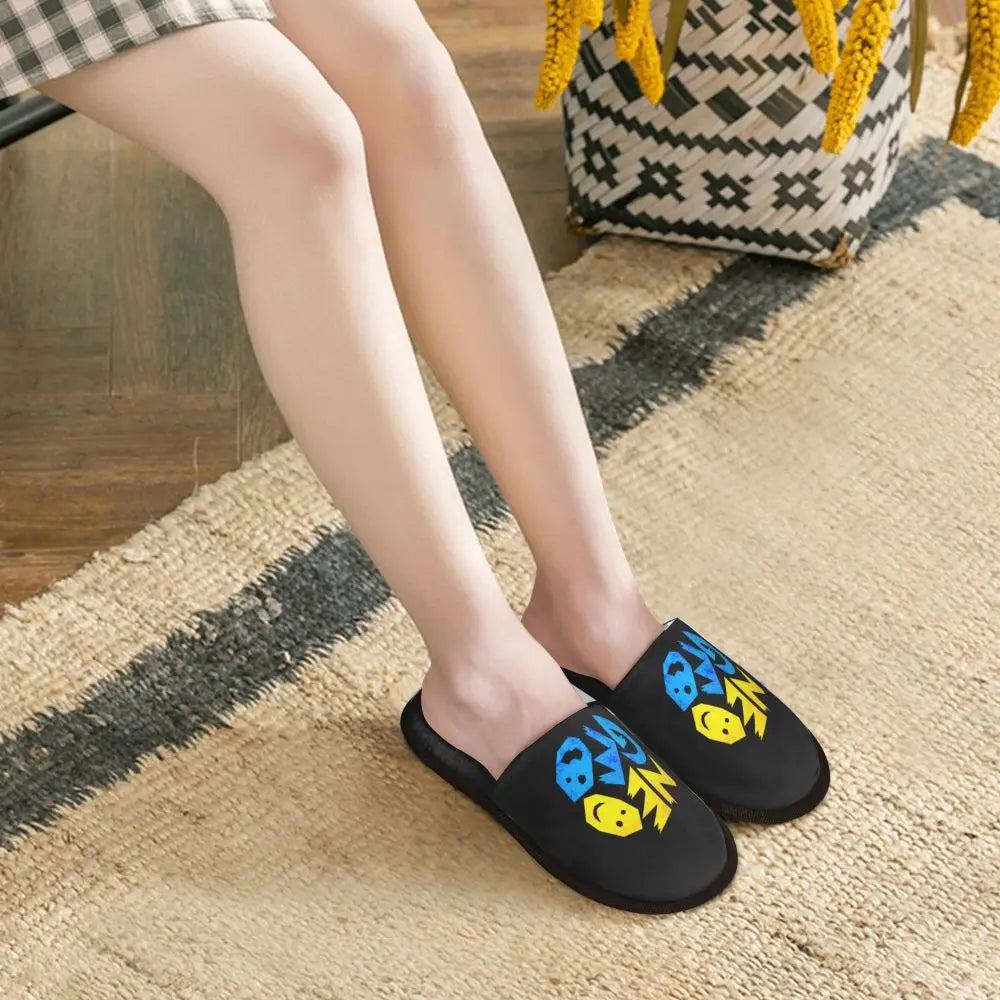 Neo Geo Logo Printed Warm Furry Slippers Gamer Style