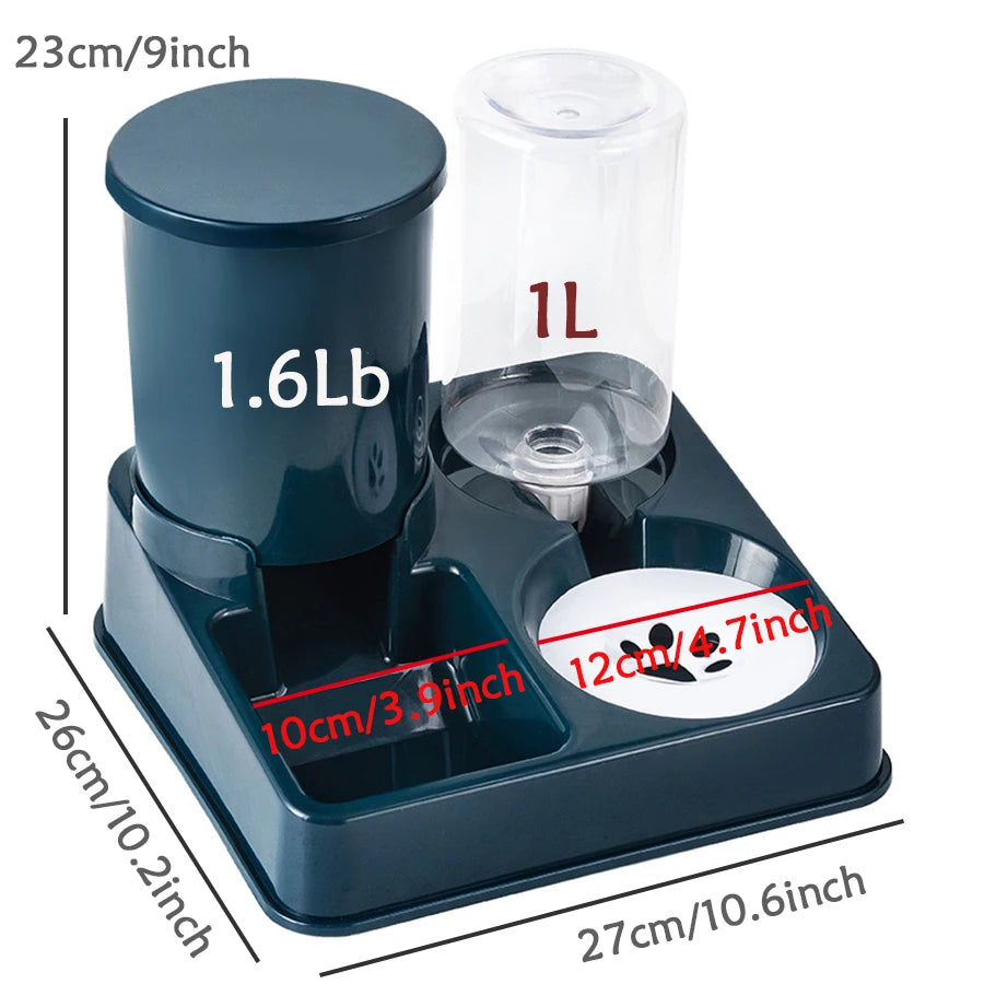 Automatic Cat Feeder Water Dispenser Set, 2 In 1 Tilted Automatic Pet Food And Water Feeder Gravity Food Feeder and Waterer - Daisan Mart