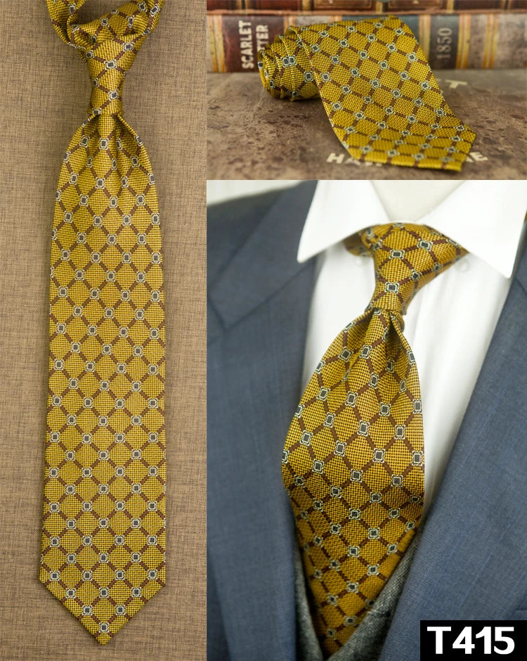 復古領帶，10厘米，100%真絲，抽象圖案