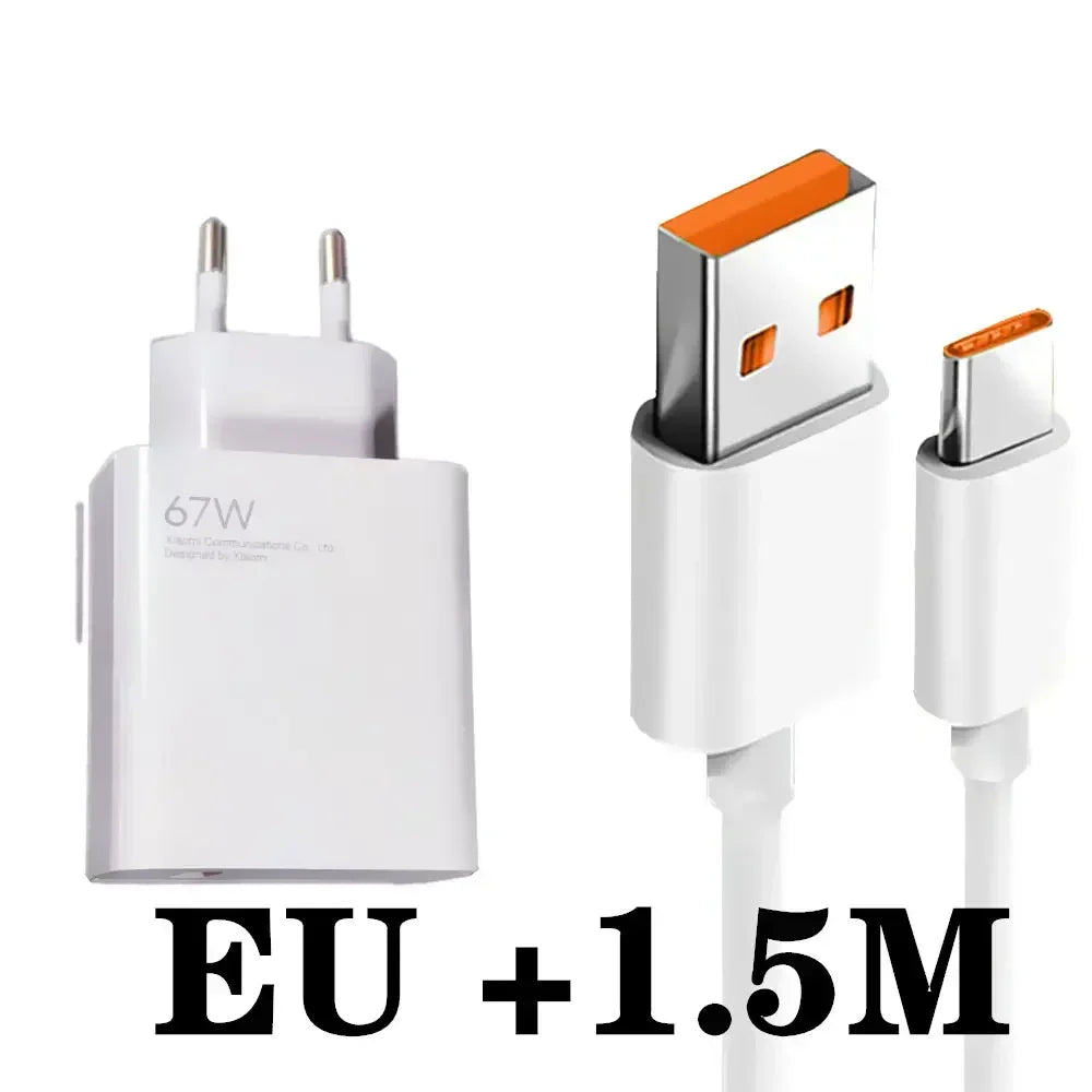 67W charger Xiaomi EU Redmi Note 11 pro Fast charge 1M 1.5M 2M 6A Type C cable 65W 55W 33W For Redmi note 11 9 10 pro mi 11 Pro