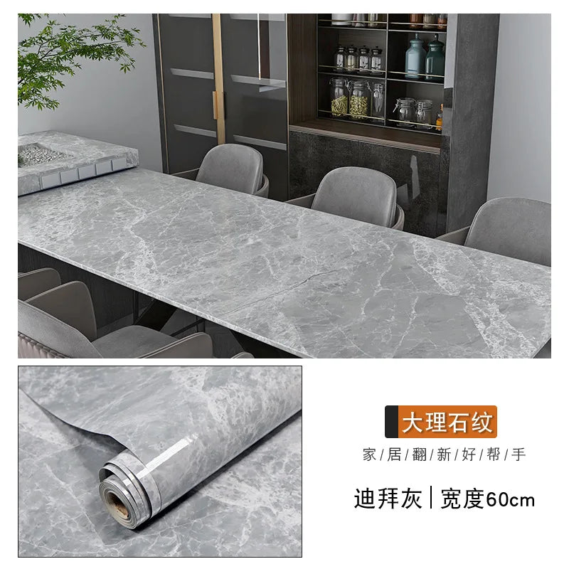 60cm Marble Vinyl Film Self Adhesive Wallpaper Bathroom Kitchen Cupboard Countertops Contact Paper PVC Waterproof Wall Stickers