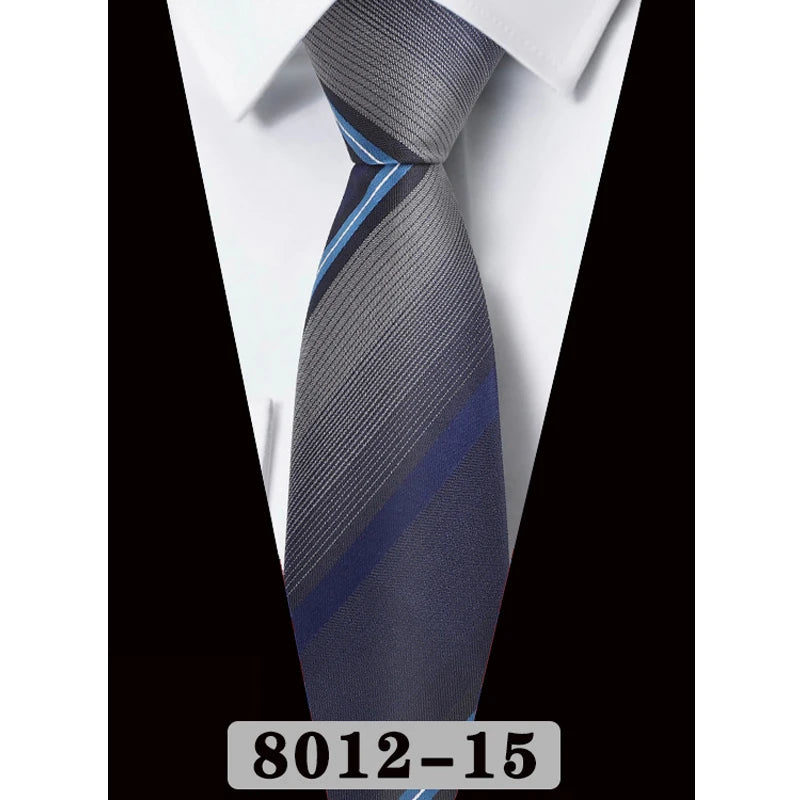 男士8公分藏藍色條紋領帶 - 經典款式