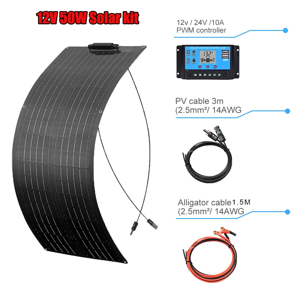 XINPUGUANG solar panel complete kit 12v /24V photovoltaic panel 50W 100W cells Solar Battery Charger Car Boat House balcony