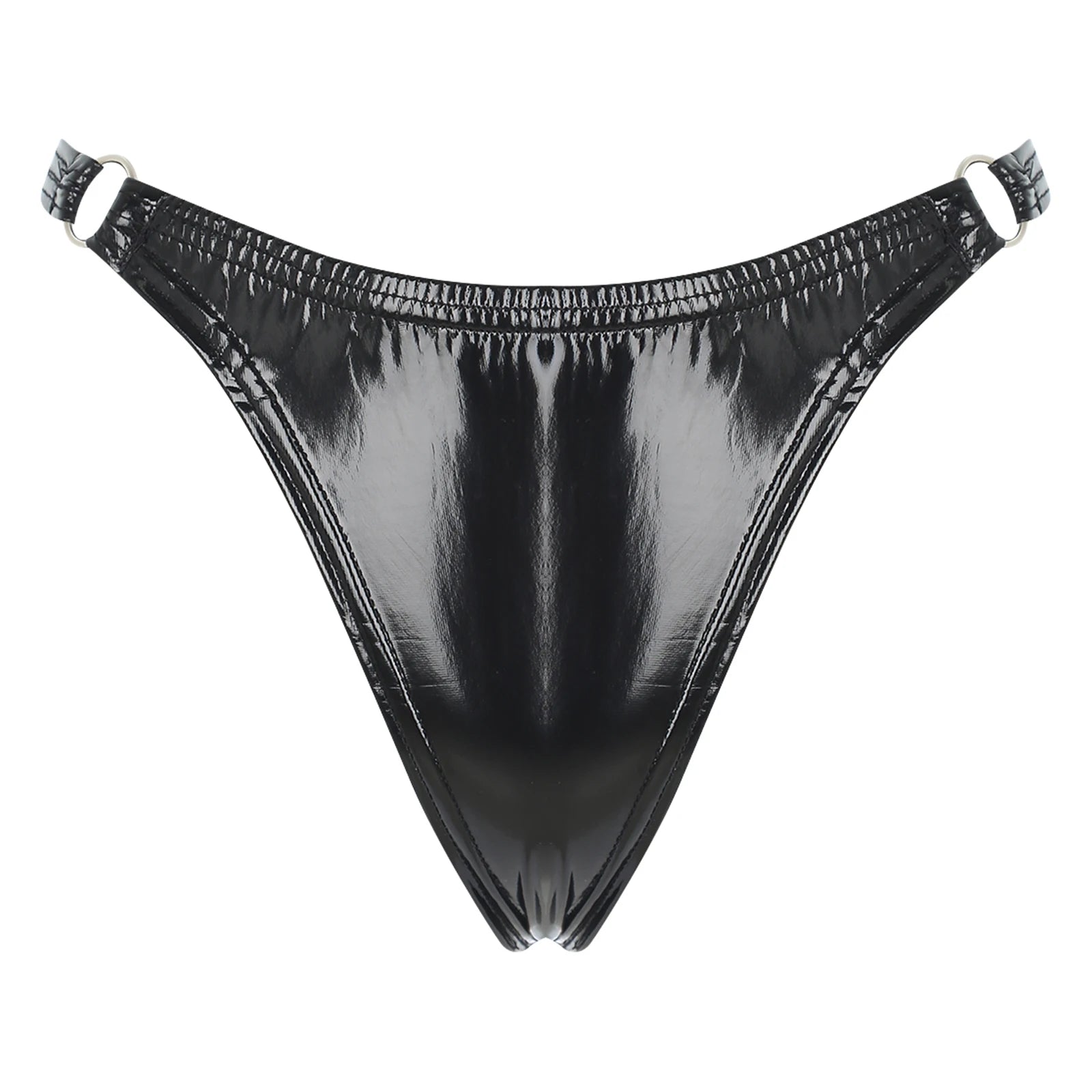 Women's Sexy Party O-Ring Shiny Leather Panties