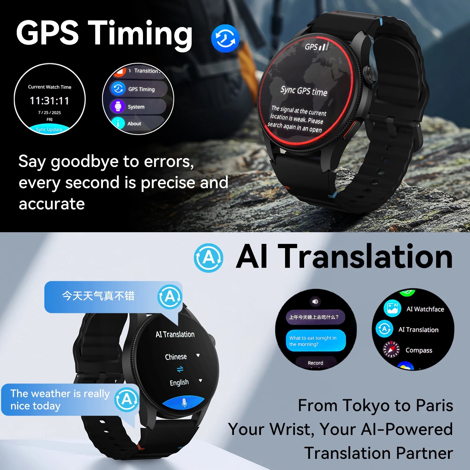 1.43" AMOLED Smartwatch Multifunction GPS 150+