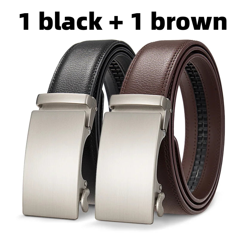 Men's Genuine Leather Belt - Automatic Adjustment Black/Brown