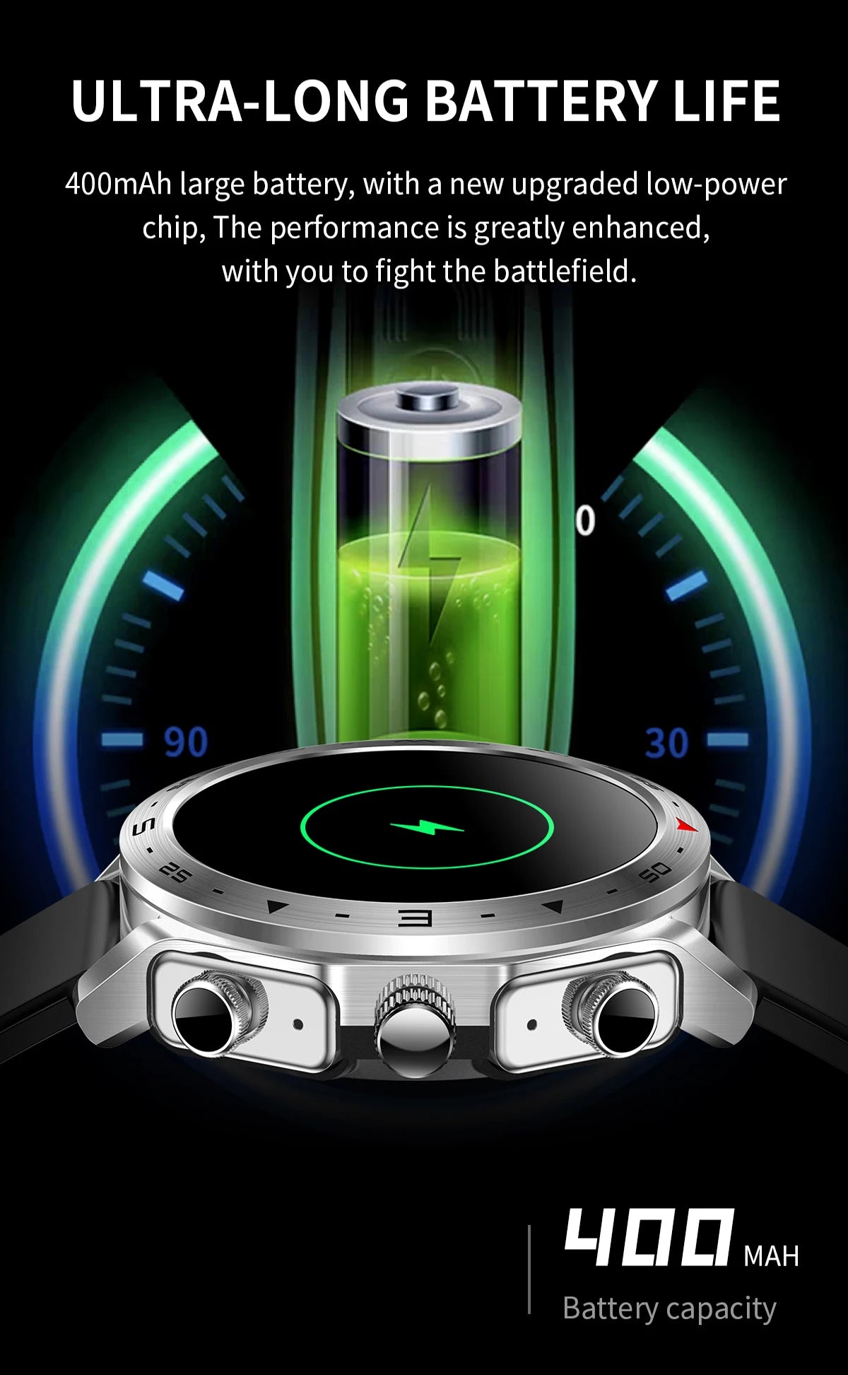 Men's Smart Watch 400mAh Durable Steel, Bluetooth Calling