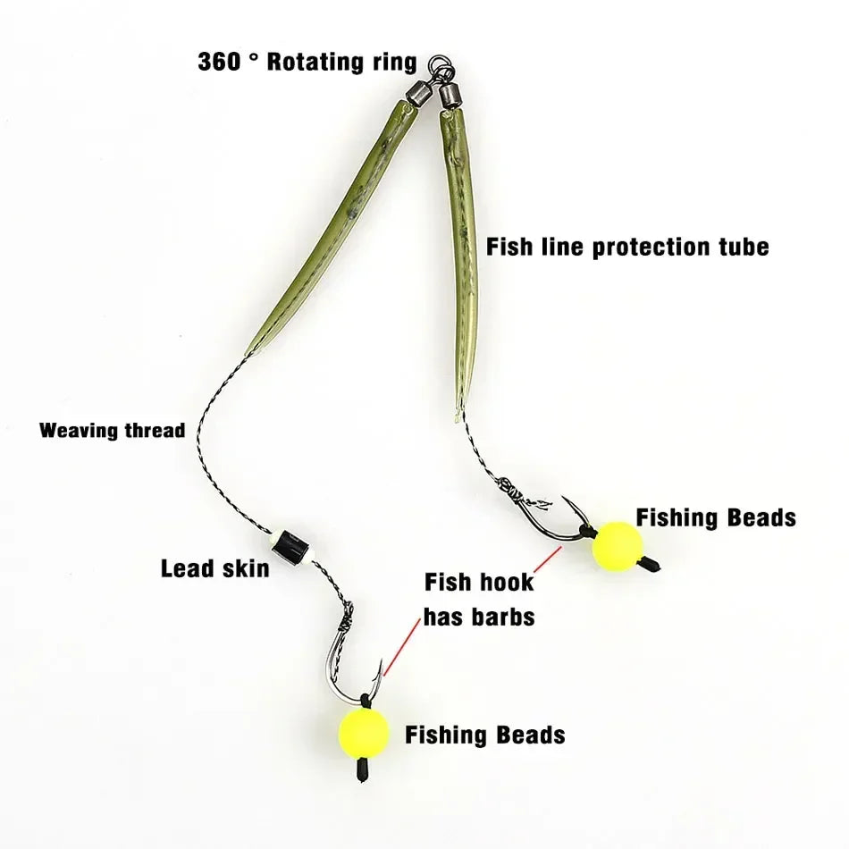 MNFT 3Sets Carp Fishing Rigs with Ready-Made Hair Hooks Size 3#-10# Pesca Hook Fishing Lure Tackle for Carp Fishing