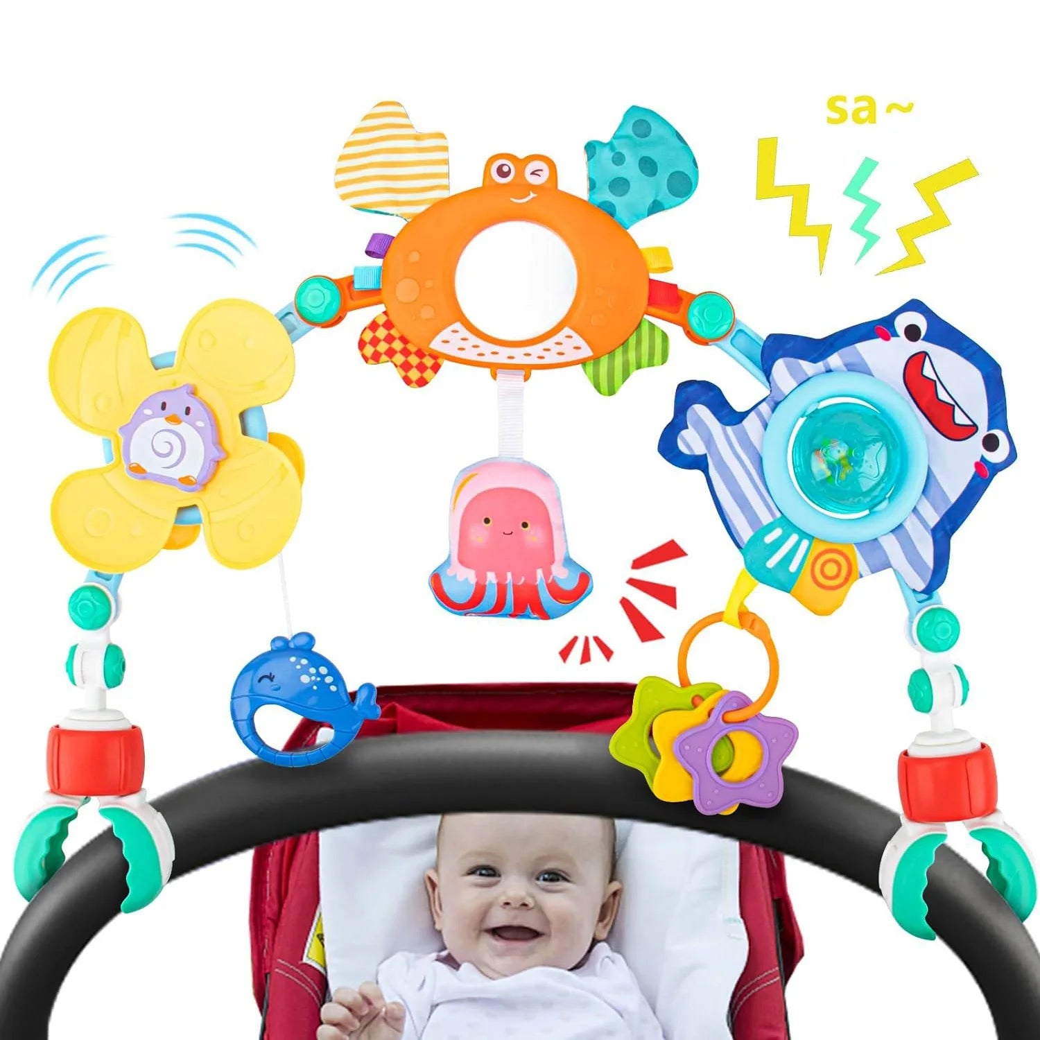 Baby Stroller Hanging Toy Ring Sensory Development