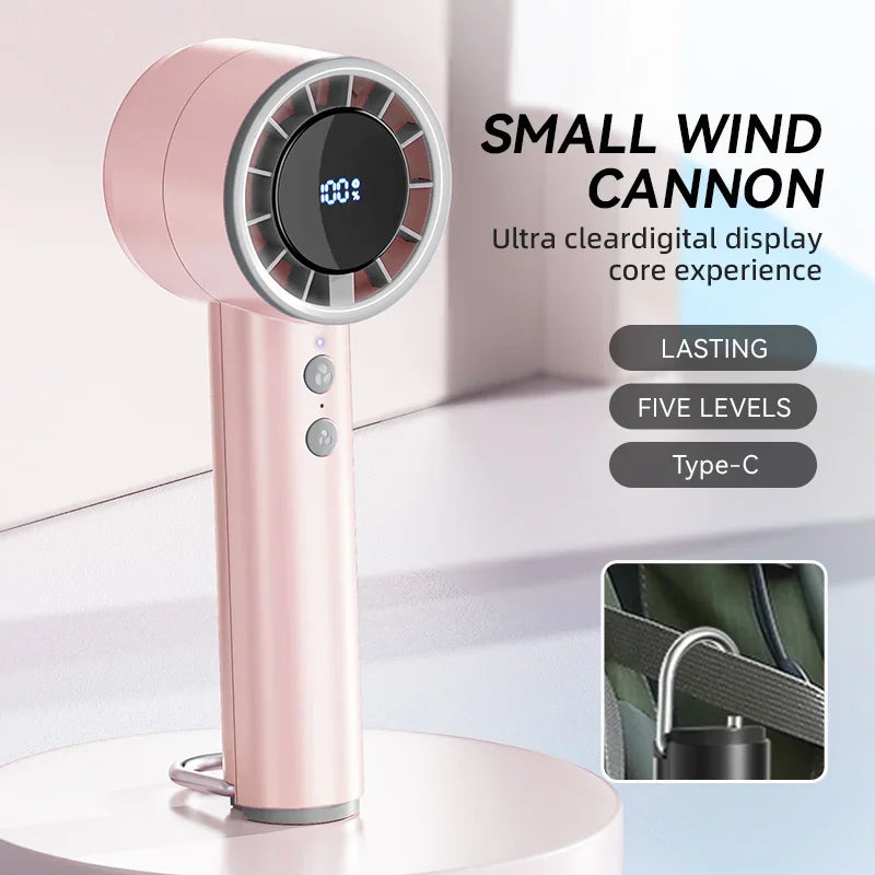 Handheld Turbo Fan Portable USB rechargeable Refrigeration Fan Mini Personal Five-speed Fan for Travel Camping