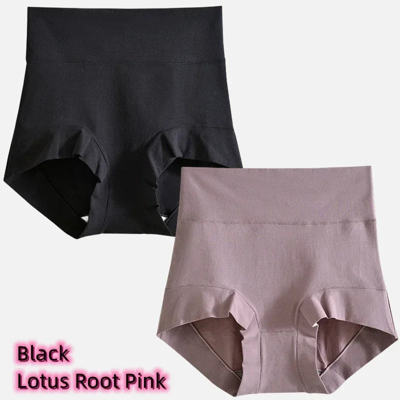 Women's cotton high-waisted, stretchy, belly-hugging panties, 2 pieces