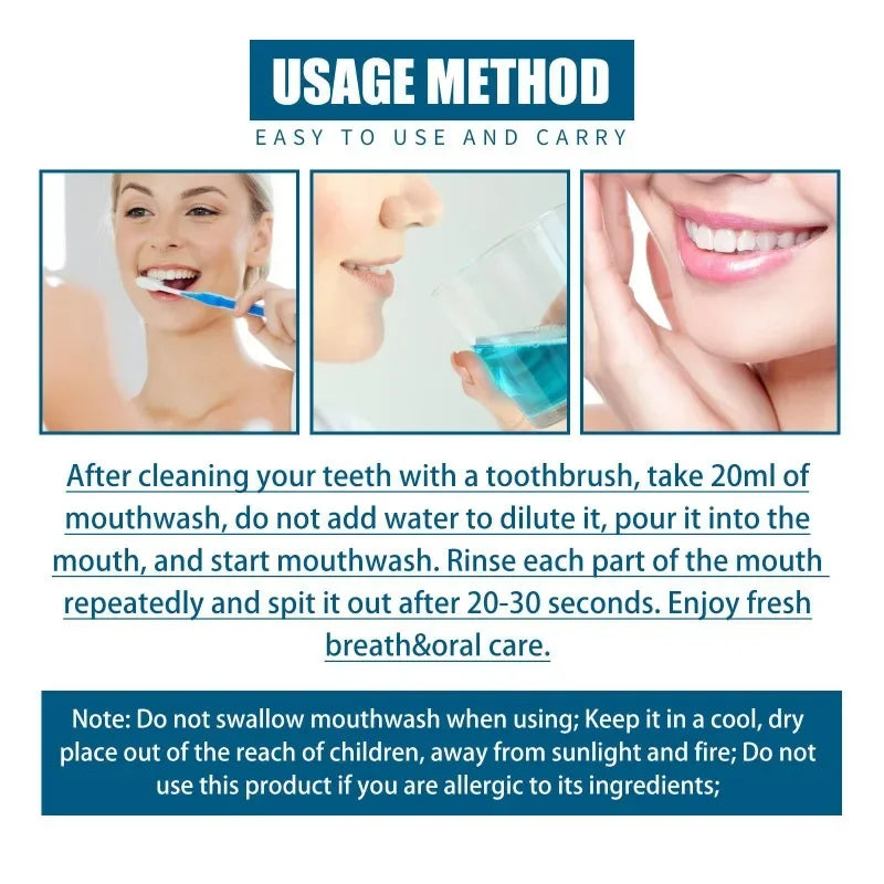 Mouthwash Whitens Teeth, Deodorizes, Cleans Yellow Stains