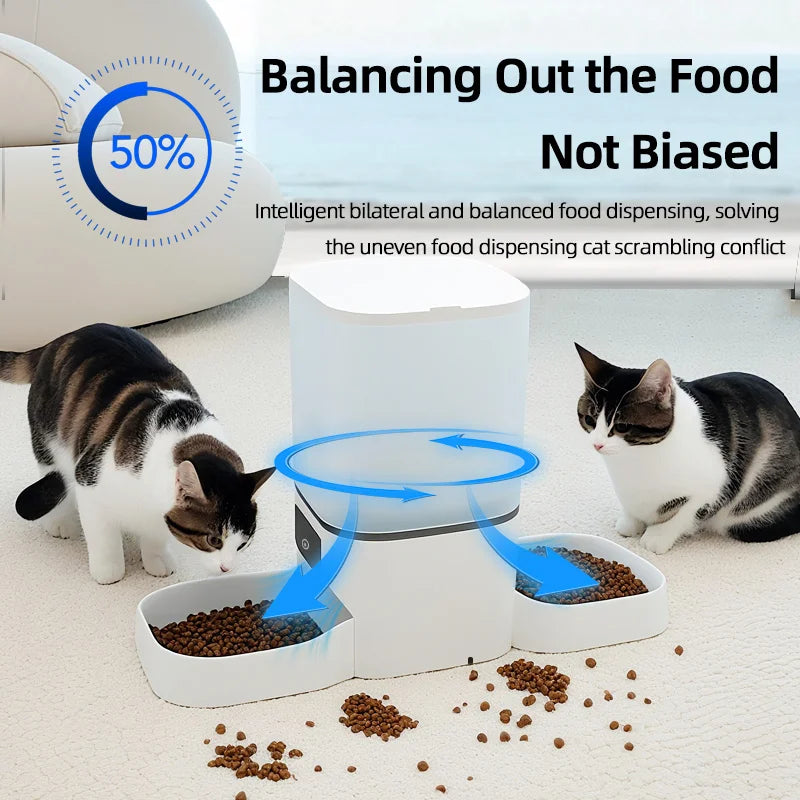 6L WIFI cat automatic feeder, double meal pet feeder, cat food dispenser that can feed 2 pets at the same time, dog feeder - Daisan Mart