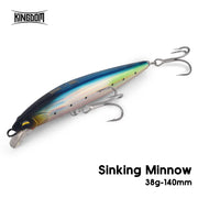 Kingdom Saltwater Minnow Lure 140mm 38g Sinking Wire Go Through Body Wobblers Long Casting Artifical Bait For Seabass Jerkbait