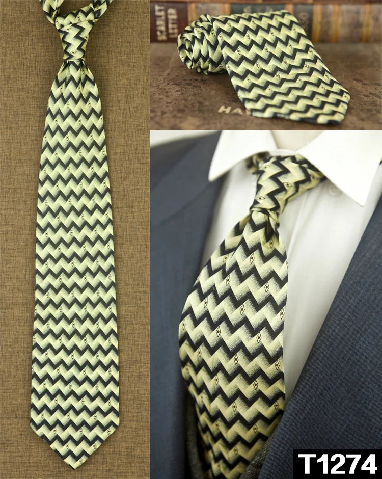 復古領帶，10厘米，100%真絲，抽象圖案