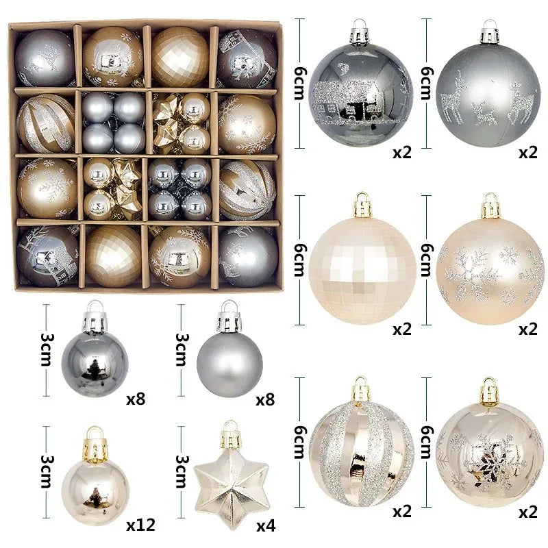 Christmas Balls for Tree Decoration 44 Pieces 3/6CM