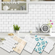 1/4/8 Sheets 3D Faux Tile Wall Sticker White Self Adhesive Tiles Waterproof Wallpaper Backsplash for Kitchen Living Room Decor