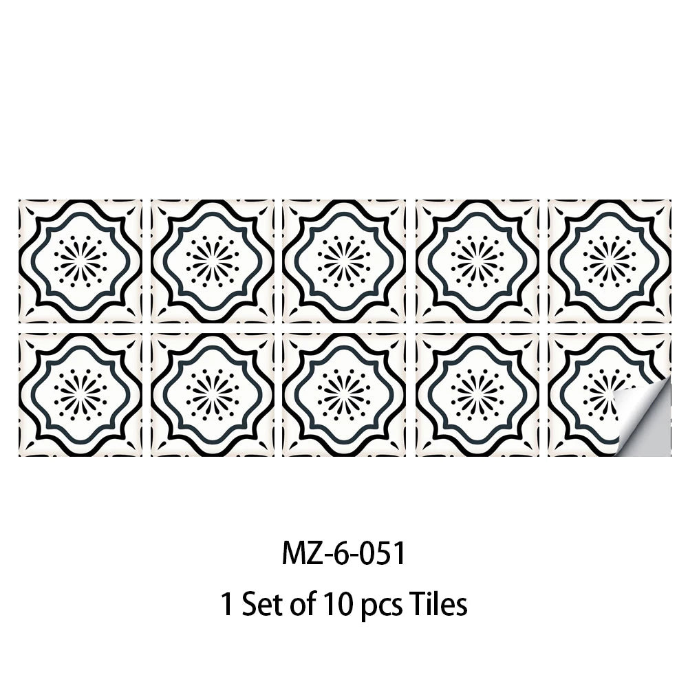 10pcs Blue &amp; Gray Matte Surface Wall Sticker Film For Tiles /Ground in Kitchen Backsplash Floor PVC Art Wallpaper Peel &amp; Stick