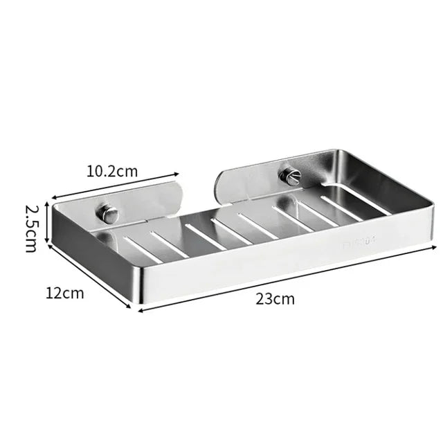 304 Stainless Steel Bathroom Shelf Wall Mounted Shower Soap Holder Shapoo Storage Organizer Rack Kitchen Bathroom Accessories