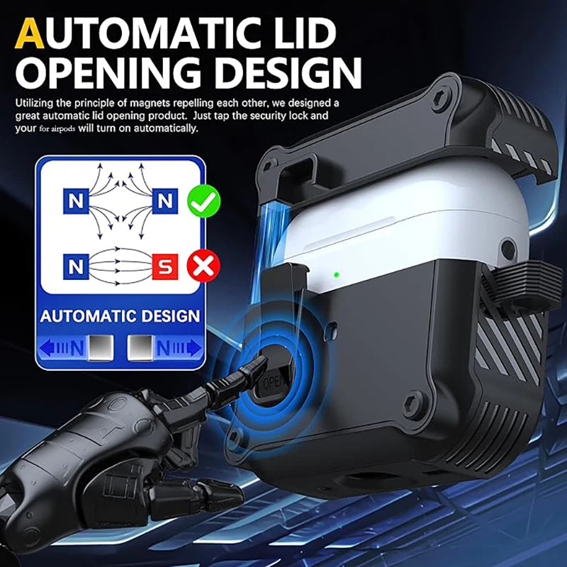 Security Lock Cover for AirPods Pro 3 2025 Case for AirPods Pro3 Pro 3rd Gen 2025 Cases Shockproof PC Headphone Fundas With Hook