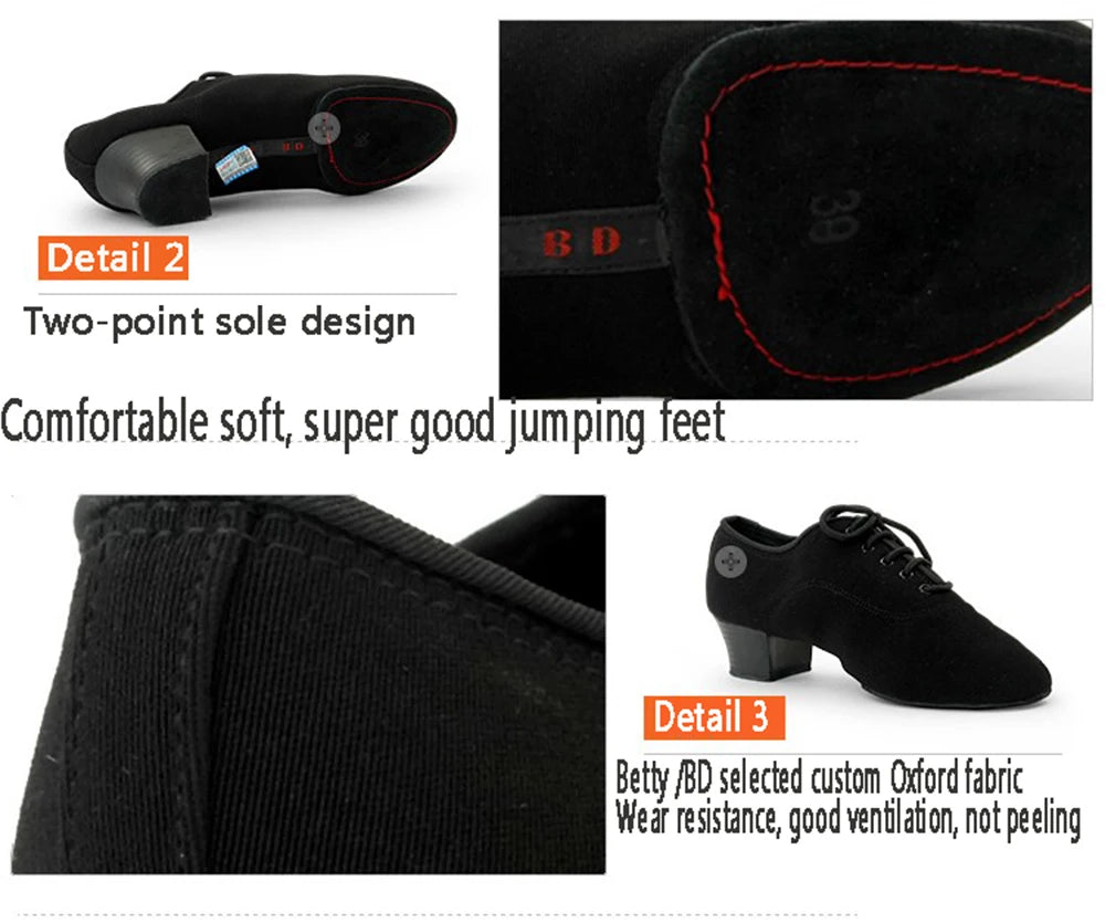Men's Latin Dance Shoes Canvas Soft Sole 4.5cm