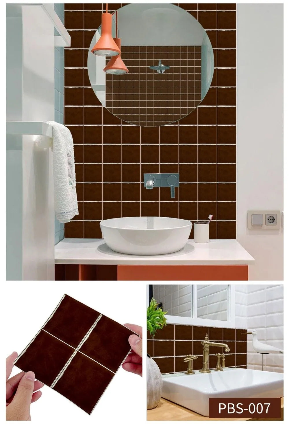 10Pcs European Square Kitchen Wallpaper Solid Color Self-adhesive Wall Stickers Oil-proof Waterproof Thickened Tile Stickers