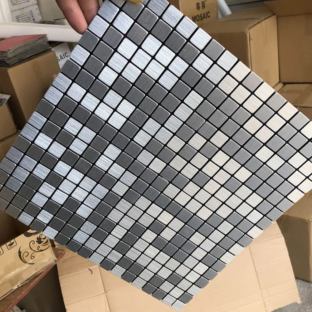 Home Decor Square Mosaic Sticker Aluminum Plastic Moisture-proof Tile Wall Sticker Waterpoof Self-adhesive Art Mural Bathroom