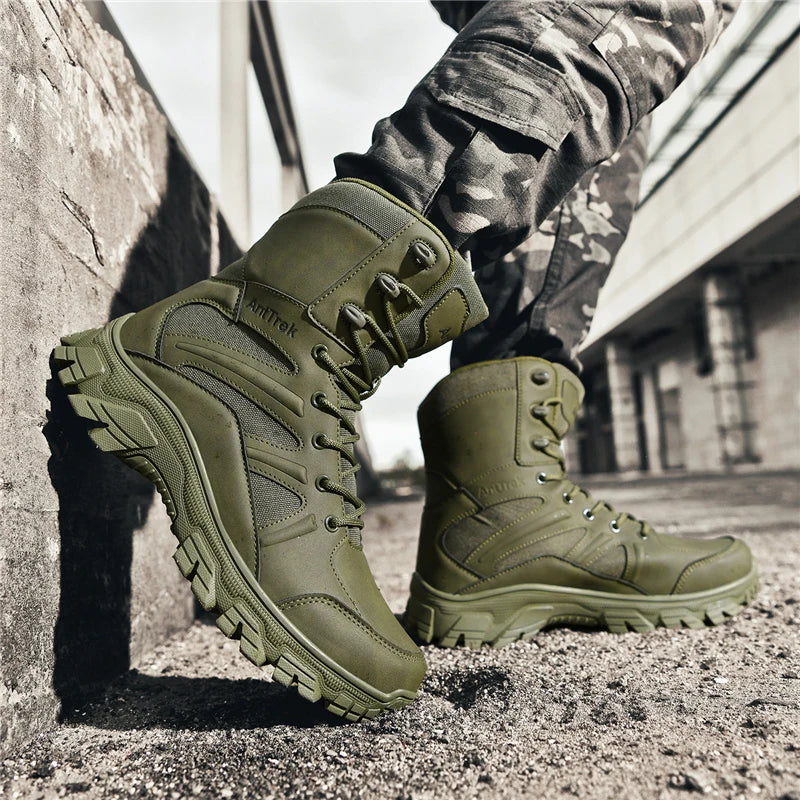 Men's Fashion Boots - Motocross Style High-Top Boots