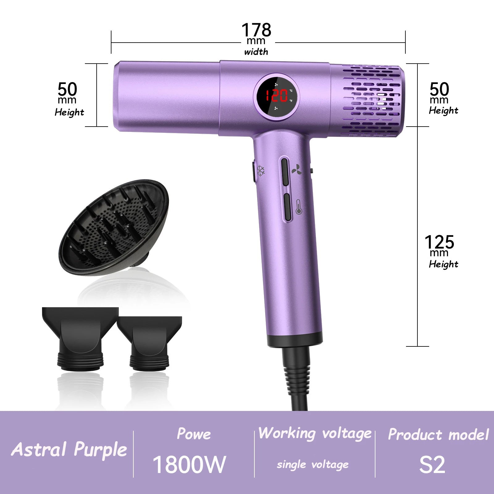 LCD Negative Ion Fast Hair Dryer 110000RPM Ultra Light