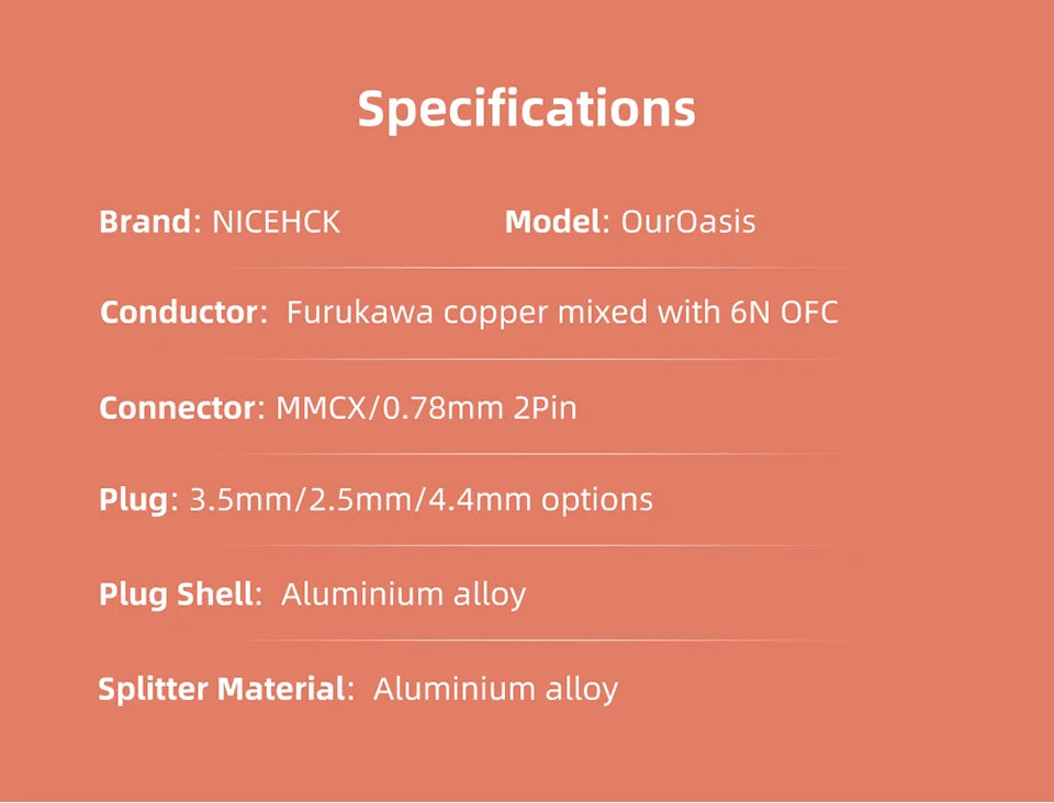 NICEHCK OurOasis Audio Replace Cable Furukawa Copper Mixed with 6N OFC HiFi Wire MMCX 0.78 2Pin for S12 Pro MagicOne Himalaya - Daisan Mart
